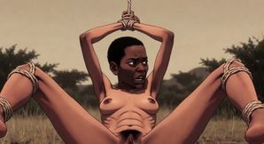 Ebony African Beauty Bound in Wild Savanna - Fear &amp; Intense Arousal