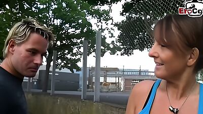 Mature German housewife persuaded to have sex on the street