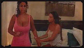 Busty Lesbian MILF & Brunette Visitor – Pussy Licking