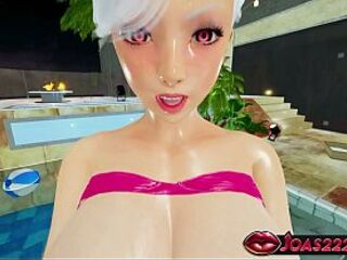 Murasaki Breasty Pool Golden-haired Animated Anime - Ardent Cowgirl Bounce Full of Groans, Erect Standing Unfathomable Vagina Thrusting, Submerged Doggy style Pounding Ending in Thick Cum