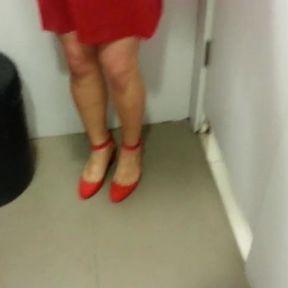 Red Suede Ankle Straps Heels Teaser