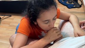 My girlfriend goes from using her toy to riding my huge cock
