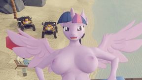 Twilight Sparkle takes Guy's load in a missionary creampie mess.