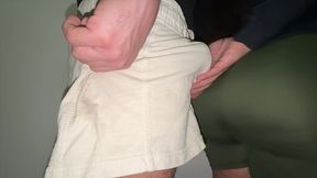 strangers rub against each other and she grabs his dick