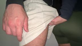 strangers rub against each other and she grabs his dick