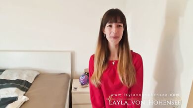 Skinny brunette flashes her big boobs live for the first time