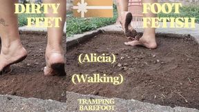 She walks and tramples the ground barefoot and her feet are dirty (2)