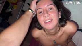 Bi babe gets dp'd while pissing & getting gangbanged