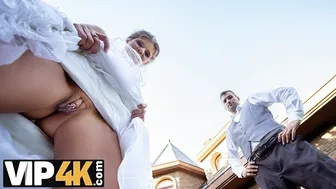 Sarah Kay fucks in her wedding dress while her fiancé watches