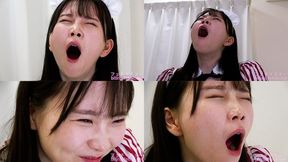 Kozue Fujita - CLOSE-UP of Japanese cute girl YAWNING - 1080p
