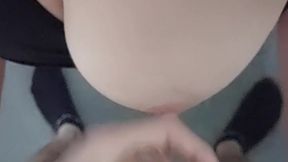 Cum on Big Tits - on her knees