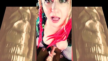 The Cute Shemale wants to Watch you Suck on your first BBC and Gag on it