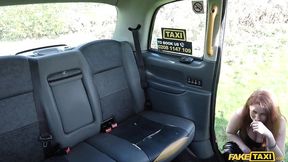 POV: Ginger babe rides big dick in public taxi