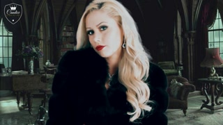 Big Titted Blonde Smoking Topless in Fur Coat