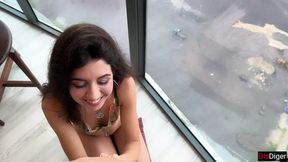Public Pickup a hottie at a construction site - Treated her to lobster and fucked her hard in a hotel room