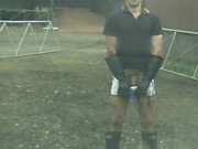 Dashcam piss, dirty hunk in shorts and rubber gloves/boots