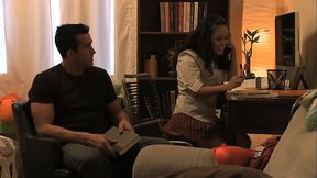 Jessica opens wide and gets his full load on her tongue before she shows it off to the...
