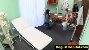 Patient walks in on doctor pussy fucking nurse