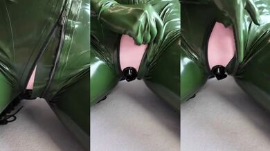 Fetish goddess rides the thickest dick while dripping wet latex clings to her curves