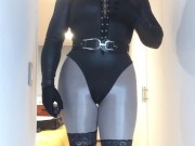 Ingrid the Domme (fetish, female mask, trans, crossdress, masking, transformation, platform heels)