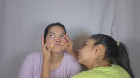My coworker pulls at my cheeks