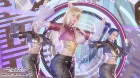 MMD - KARD - GUNSHOT - Ahri, Kaisa &amp; Evelynn Sexy Kpop Dance League of Legends Hentai Uncensored 4K 60FPS