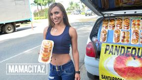 Raw Colombian sex slave's dripping juices devoured on Carnage Market.
