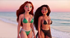 Golden Sunrise Connection: Beach to Villa Embrace (Created by AI)