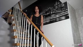 slim half african dark skin german girl with small saggy tits seduce step-dad to old young pov cheating fuck
