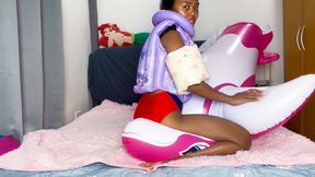 Looner Camylle Rides Teases Plays And Pops your Big Pink Whale Inflatable In Floaties Vest