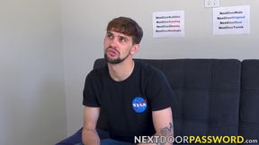 Big cocked gay Jerold Benton masturbates after an interview