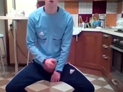 Cumming in my New Kitchen with my Big Cock