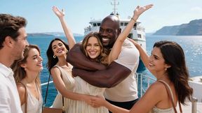 beautiful latin mature seeks sex on the beaches of santorini and finds 2 men to fuck her without mercy - ai porn- porn in spanish