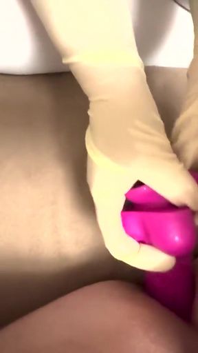 Mistress Anastasia put a chastity on her boyfriend and pegging him   Clip 1