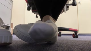 Enjoy my socks and nylon feet while working