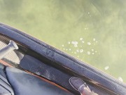 Peeing off the side of a jet ski into the water 💦🍆 pissing outdoors