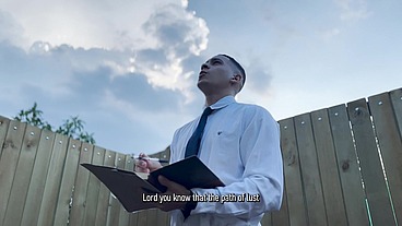 Religious man with lust issues preaches in the wrong house