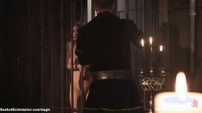 ”Big Boobed MILF banged in hogtie suspension”