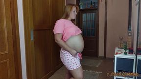 Pregnant stepsister caught resting her naked stepbro with a huge dick and fucked him while parents are in the next room.