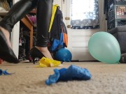 Leather Pants and Black Heels Balloon Bursting