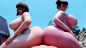 Velma and Mei Threesome Assjob