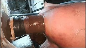 HUGE BROWN DILDO STRETCHING