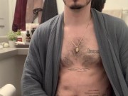 Bulging in my robe and jerking off