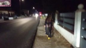 Mel showing off in public on the side of the road 13