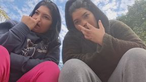 Two lonely girls start picking their noses