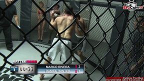 Skinny tattooed blonde girl with small tits fucks in a boxing ring