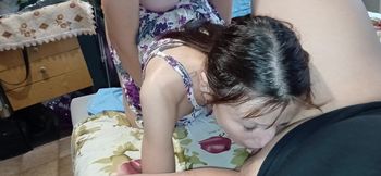 While My Girlfriend Was Being Fucked by Our Neighbor, I Cum in Her Mouth Twice