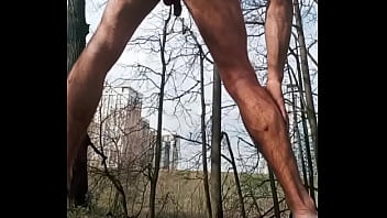 Naked exercise in the park