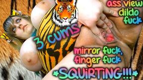 * Wild Tiger SQUiRTiNG 3 CUMS Mirror Fuck! *