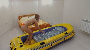 Alla blows away an air mattress and an inflatable boat!!!